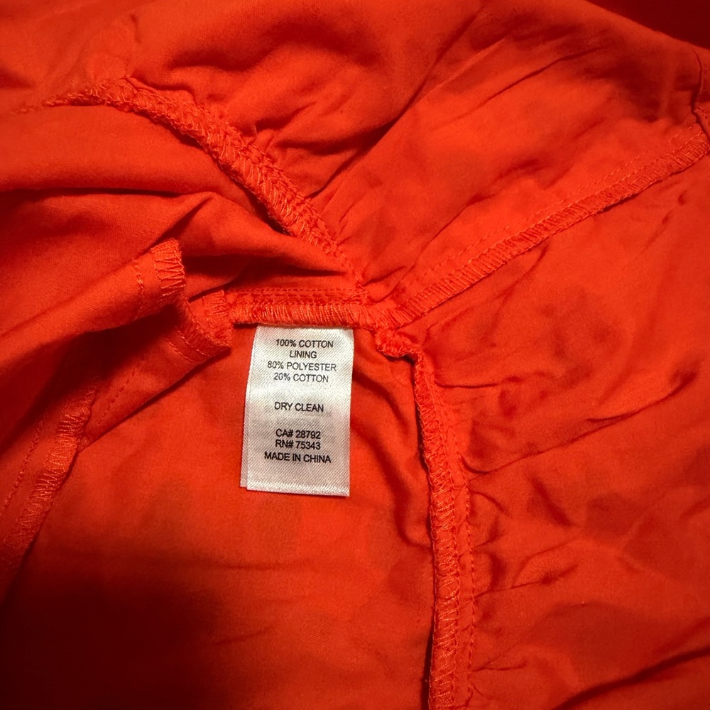Cynthia Rowley Orange Large Eyelet Smocked Mini Dress w/ Pockets Sz XS - Picture 8 of 11
